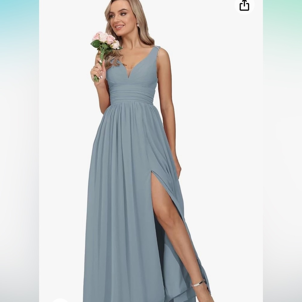 Dusty blue wedding / bridesmaid dress